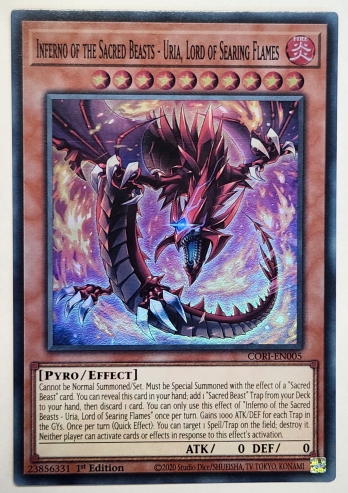 【SR】Inferno of the Sacred Beasts - Uria, Lord of Searing Flames 劫火の三幻魔−神炎皇ウリア (1st Edition)